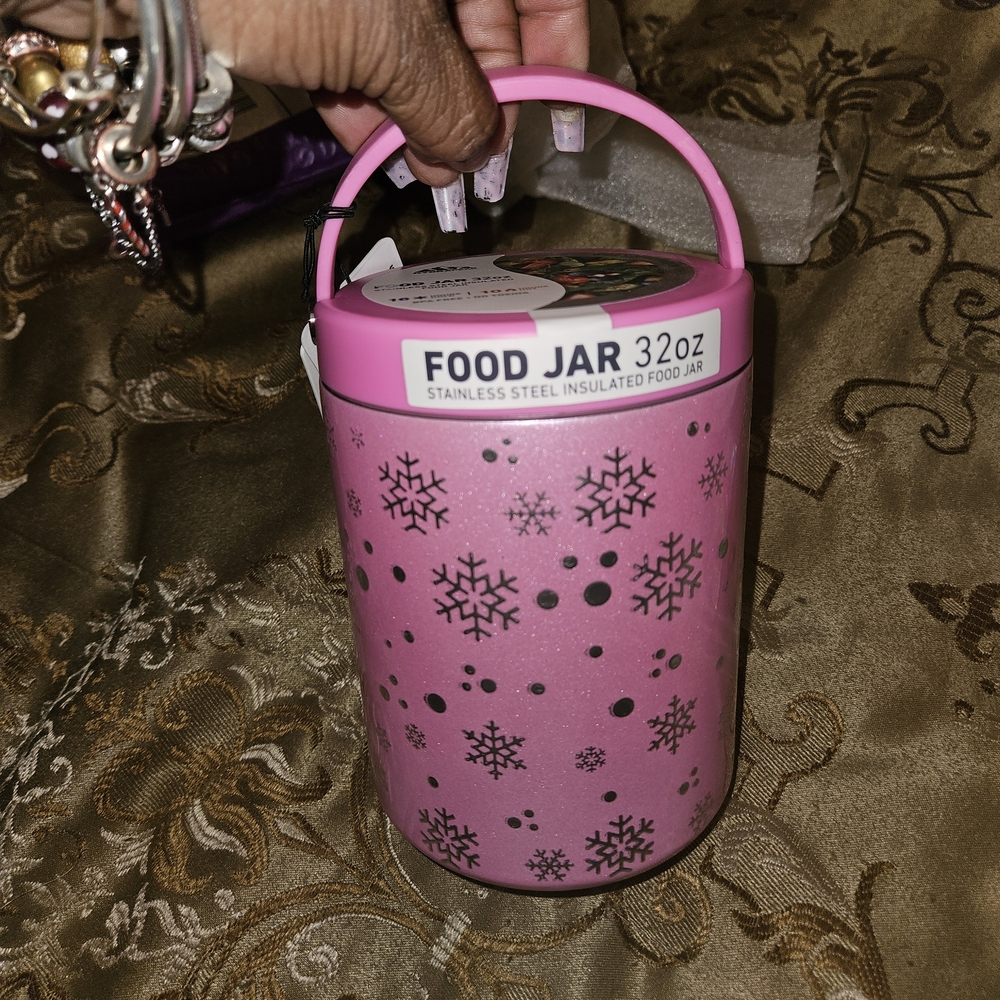 Pink Snowflake Hydrapeak Food Jar